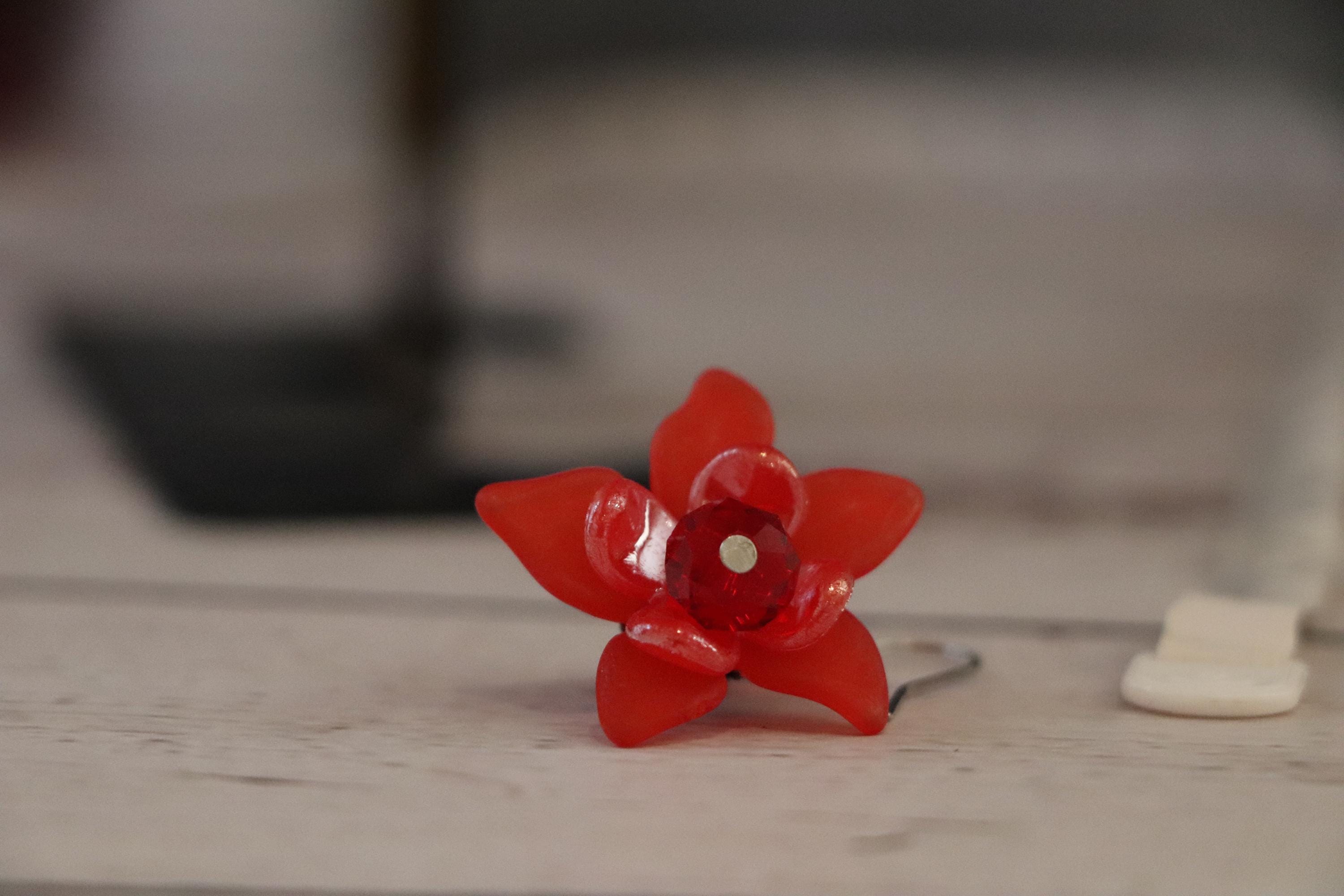 Red Flower Earrings