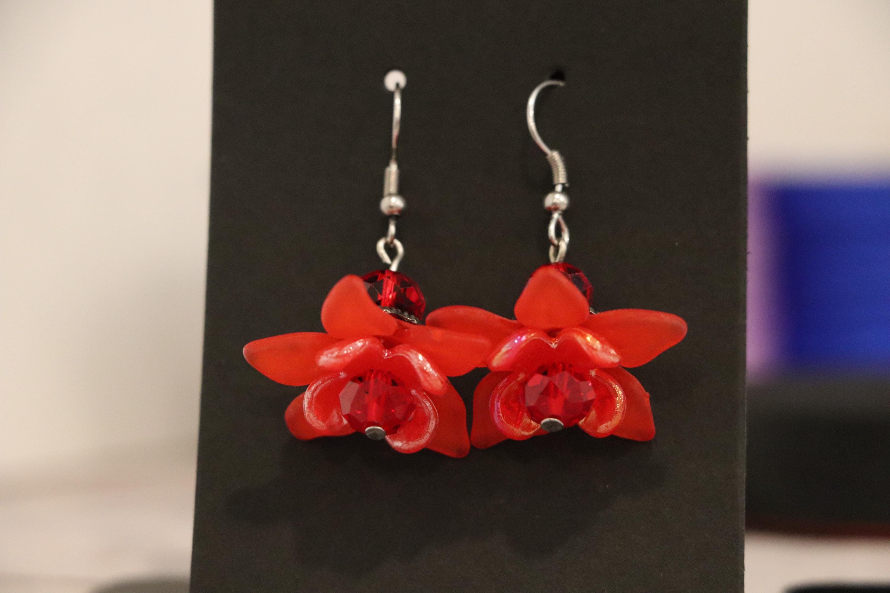Red Flower Earrings