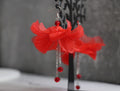 Red Tulip & Crystal Bead Earrings