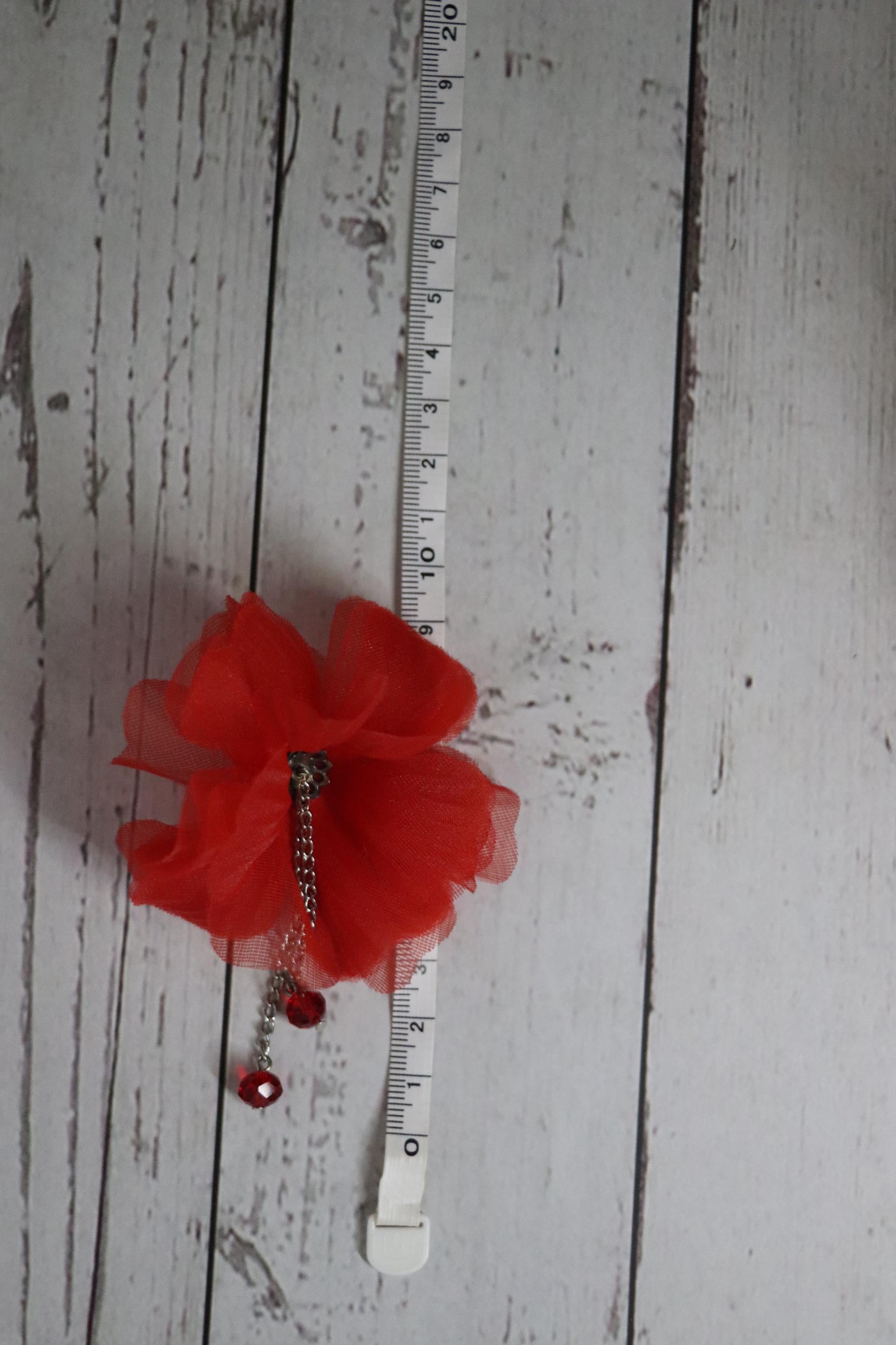 Red Tulip & Crystal Bead Earrings