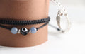 Silver & Black Unisex Triple Bracelets Set 008