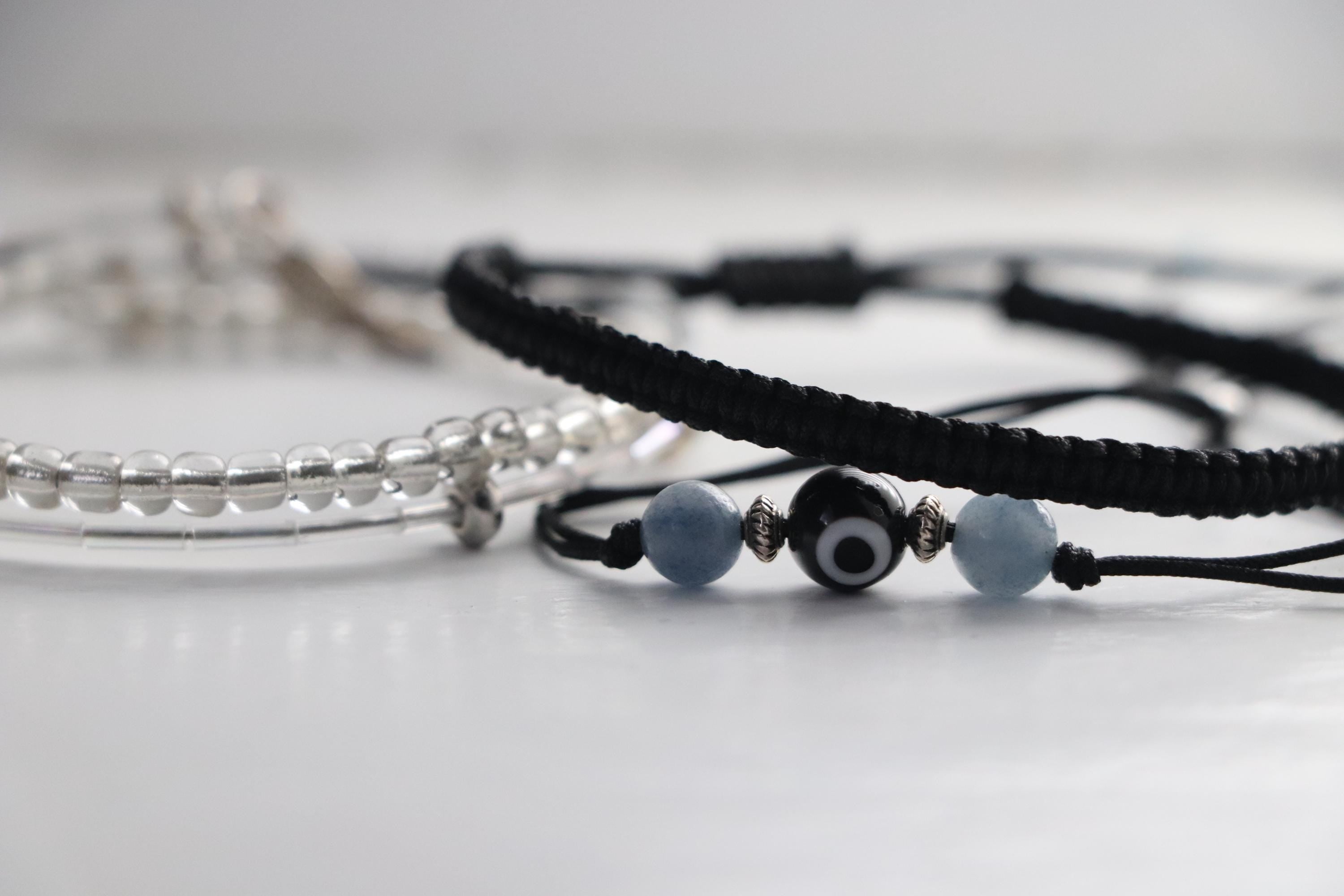 Silver & Black Unisex Triple Bracelets Set 008