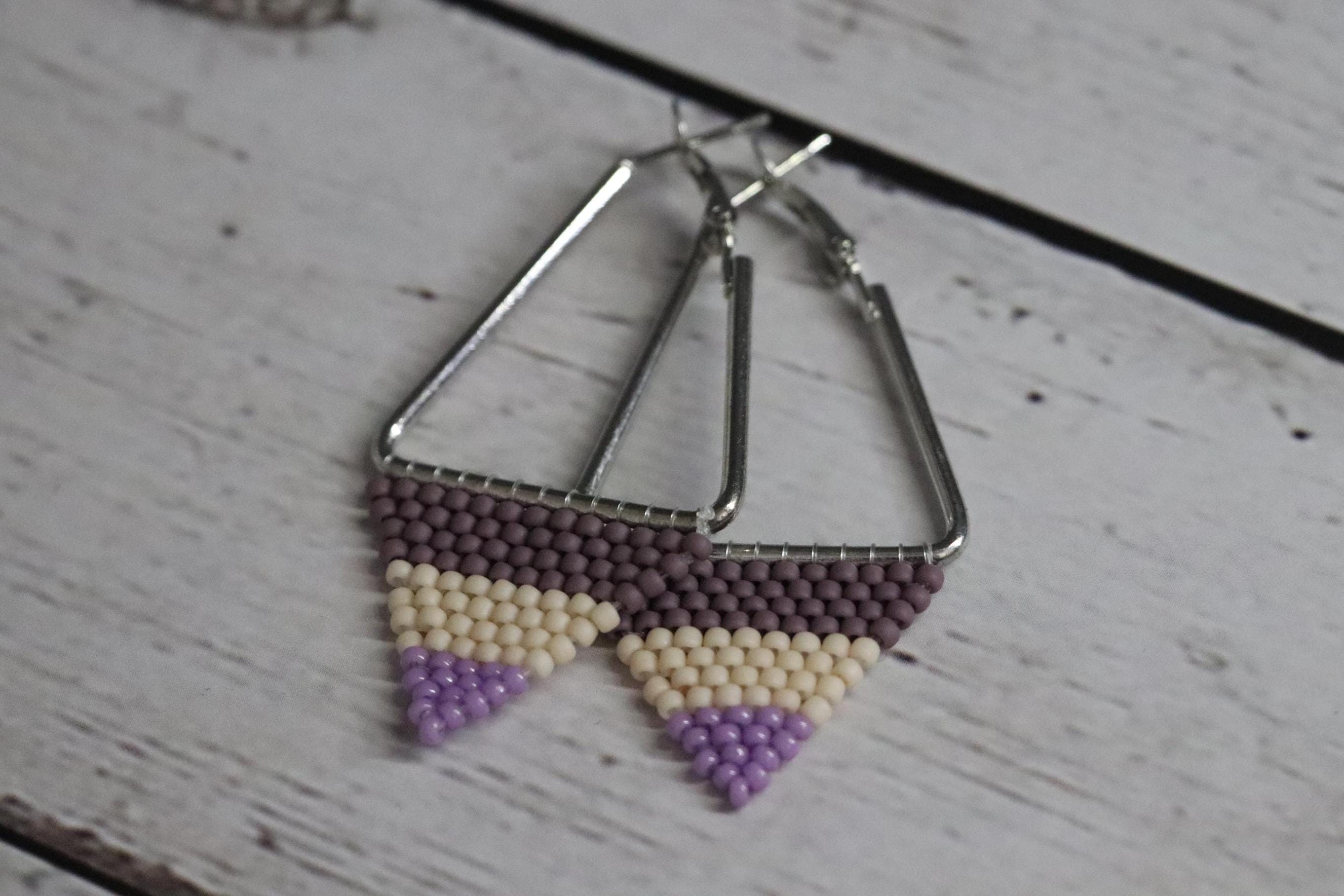 Triangle Earrings Made with Seed Beads