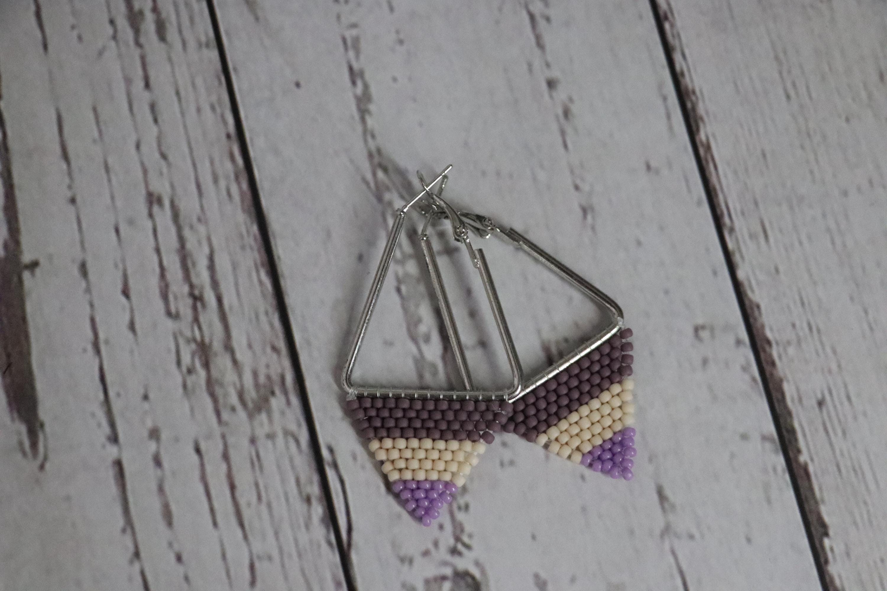 Triangle Earrings Made with Seed Beads