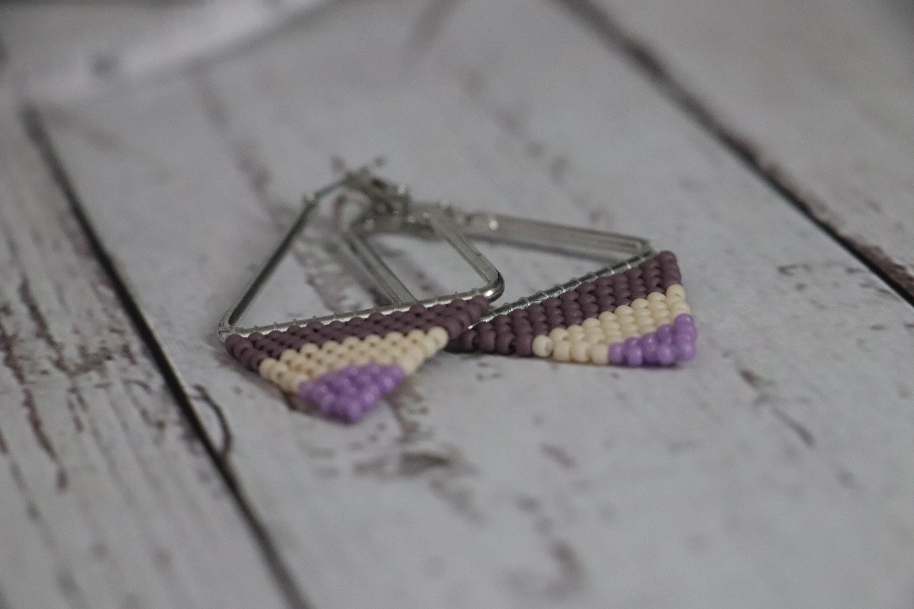 Triangle Earrings Made with Seed Beads