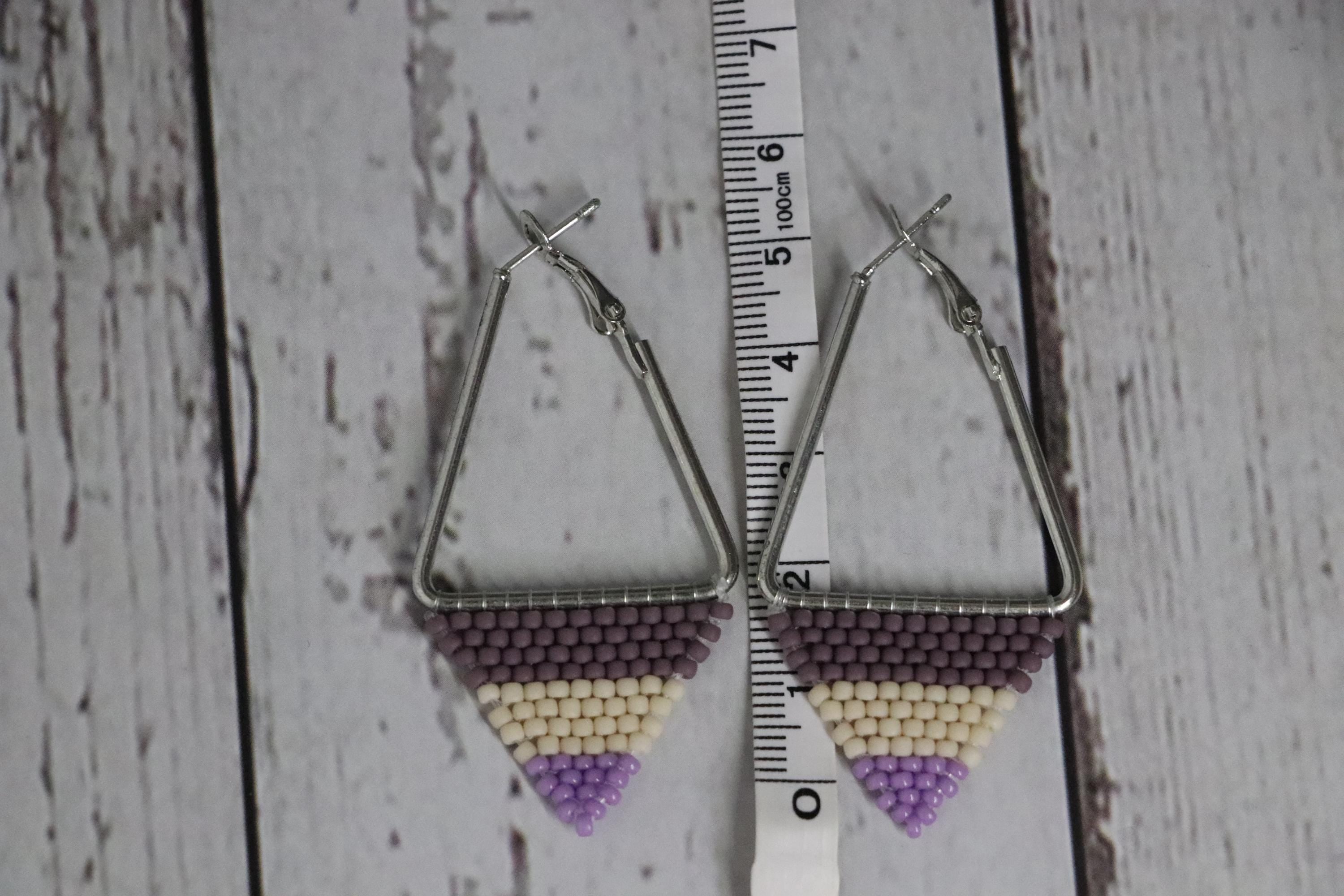 Triangle Earrings Made with Seed Beads