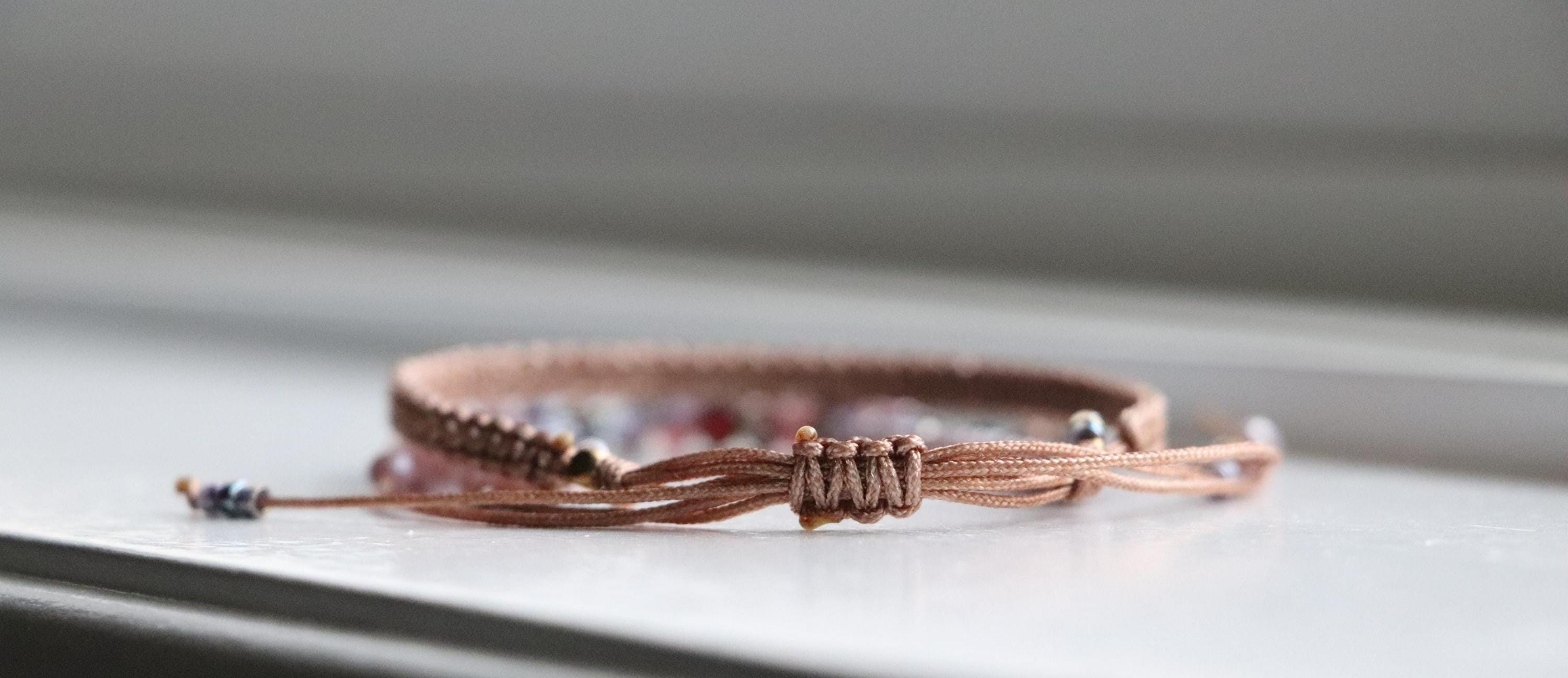 Triple Layer Macrame Bracelet – Handmade with Two Types of Beads