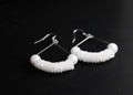 White Beaded Earrings with Big Beads