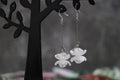 White Flower & Clear Crystal Earrings