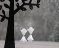 White Flower Dangle Earrings with Crystal Beads