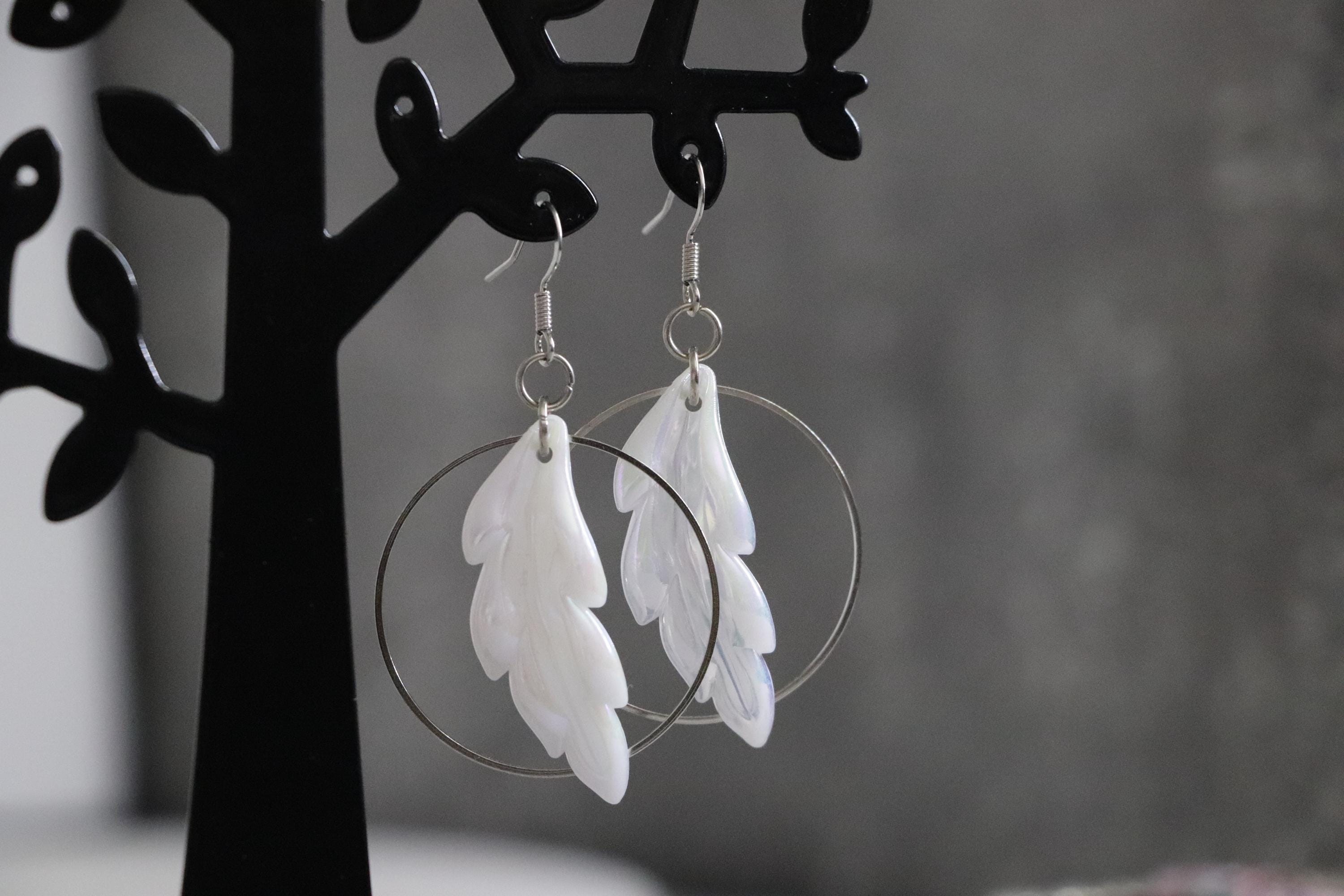 White Leaf Earrings
