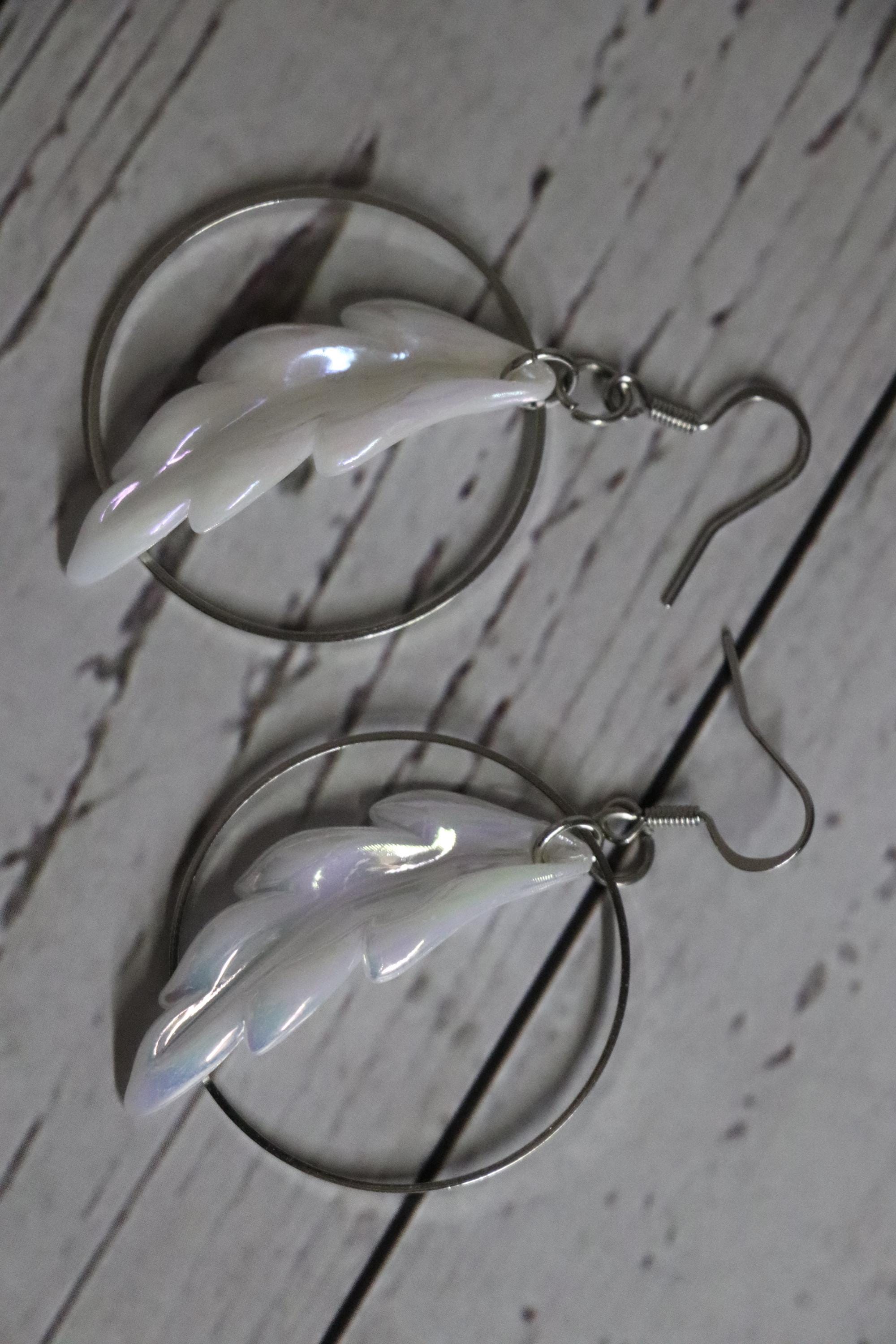 White Leaf Earrings
