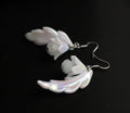 White Leaf and Flower Earrings with Crystal Beads