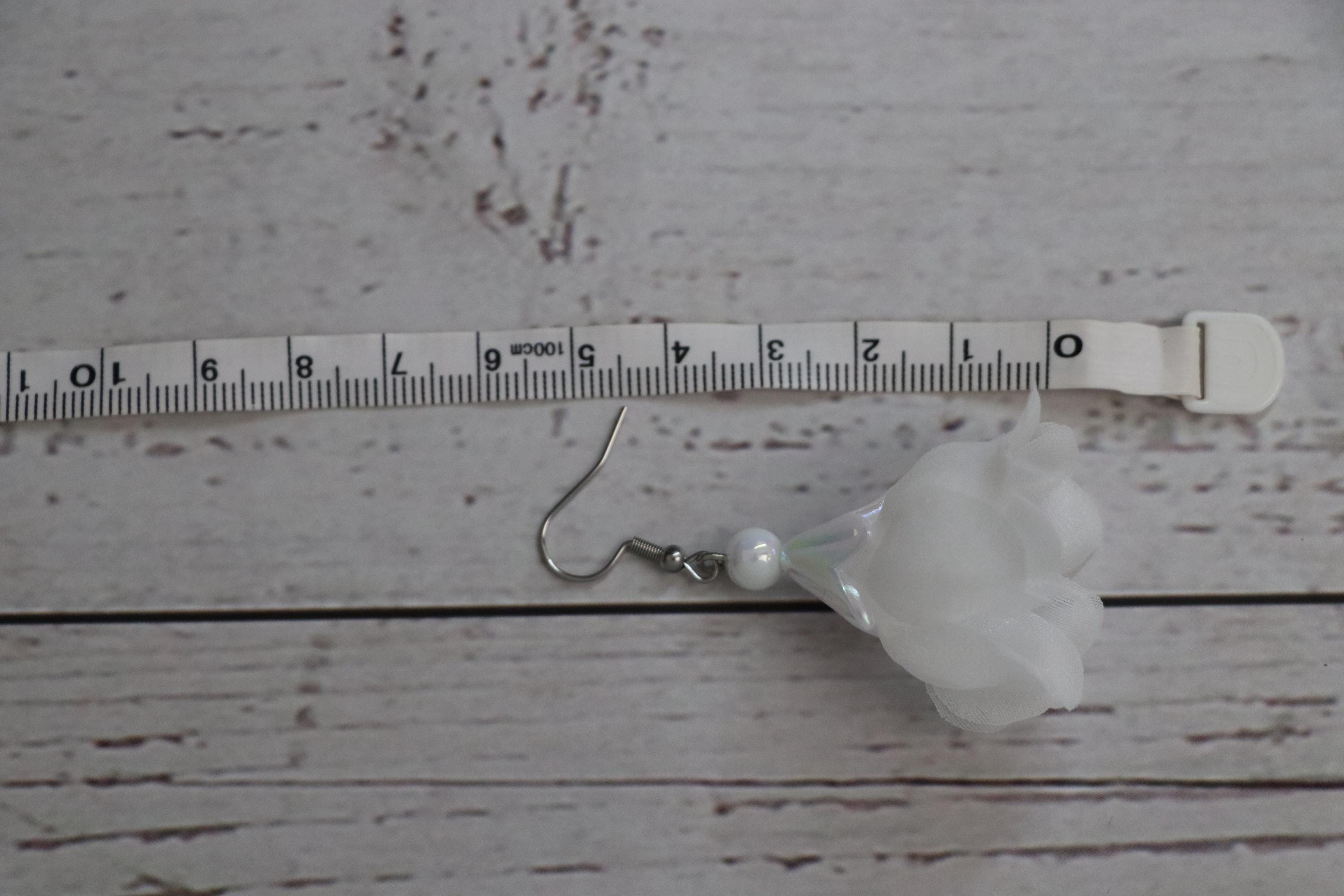 White Tulip Flower Earrings