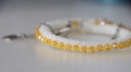 White Woven Bracelet with Yellow Crystals & Chain Detail