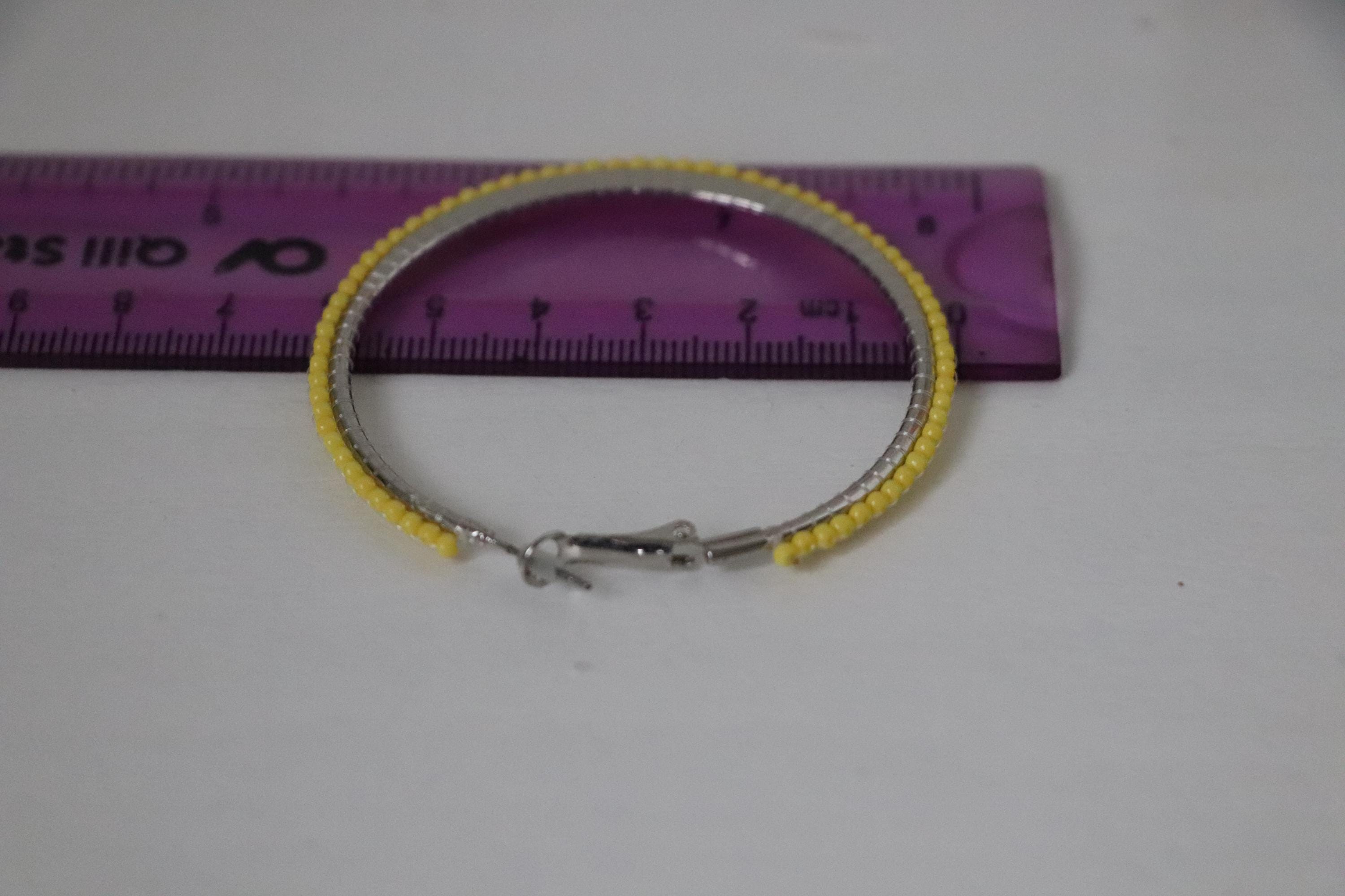 Yellow Beaded Hoop Earrings