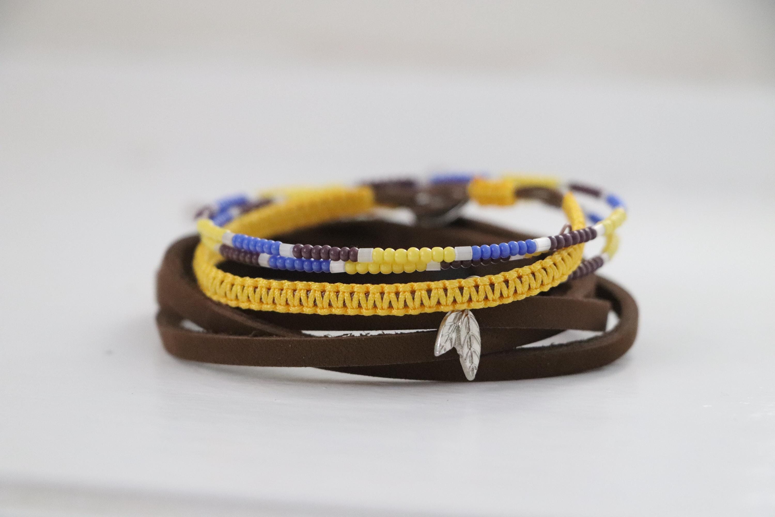 Yellow-Brown Unisex Bracelet Set 009