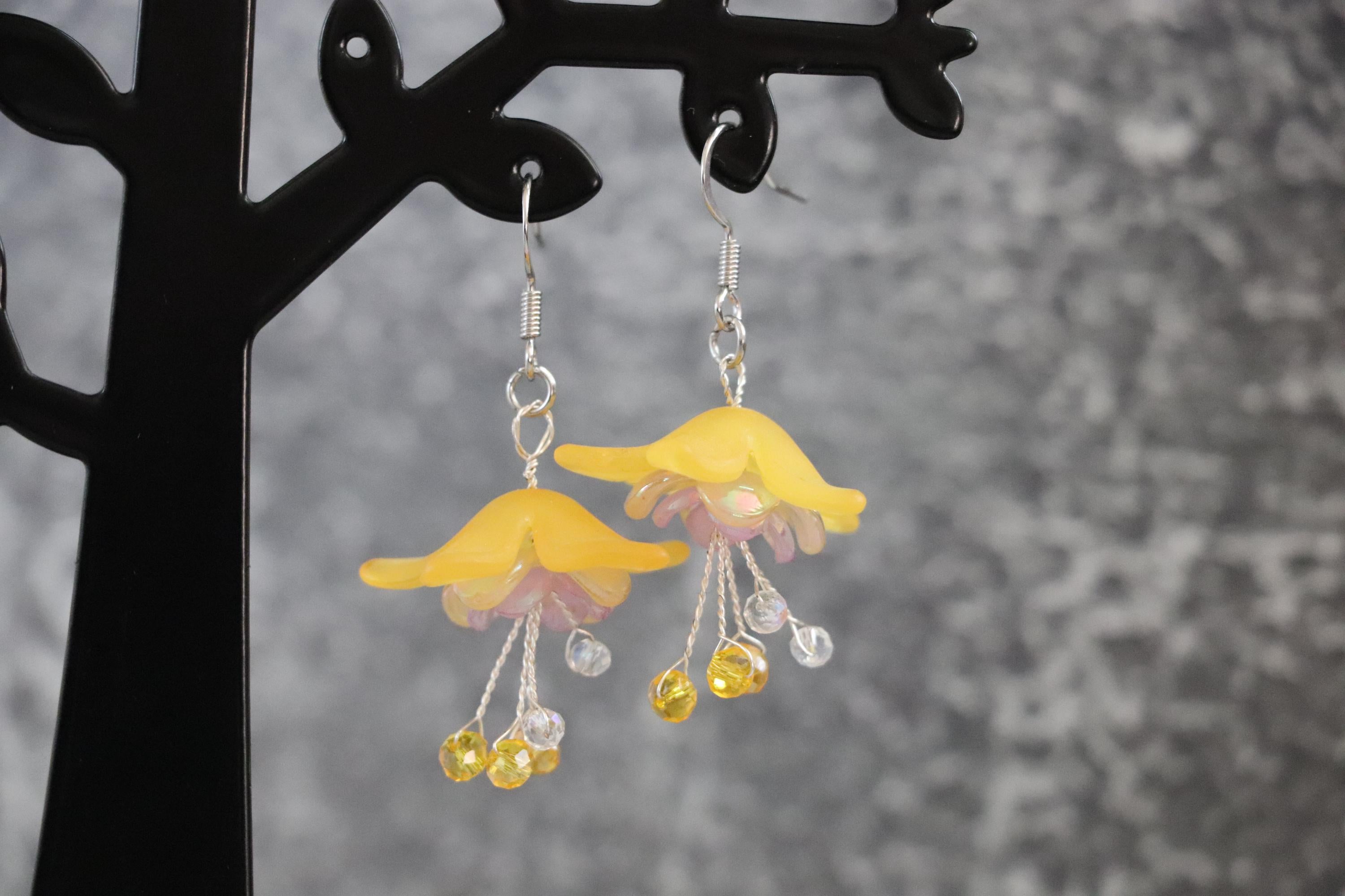 Yellow&Purple Flower Earrings
