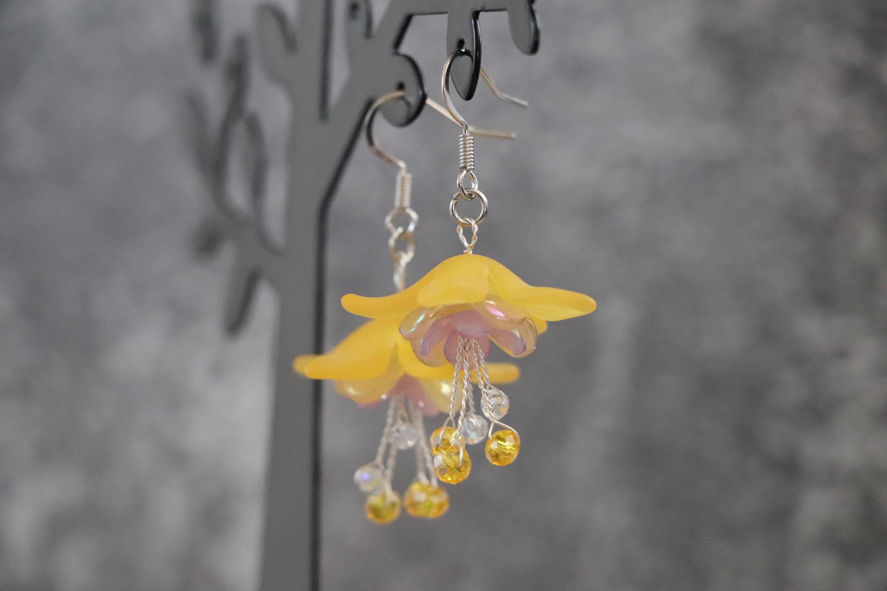 Yellow&Purple Flower Earrings
