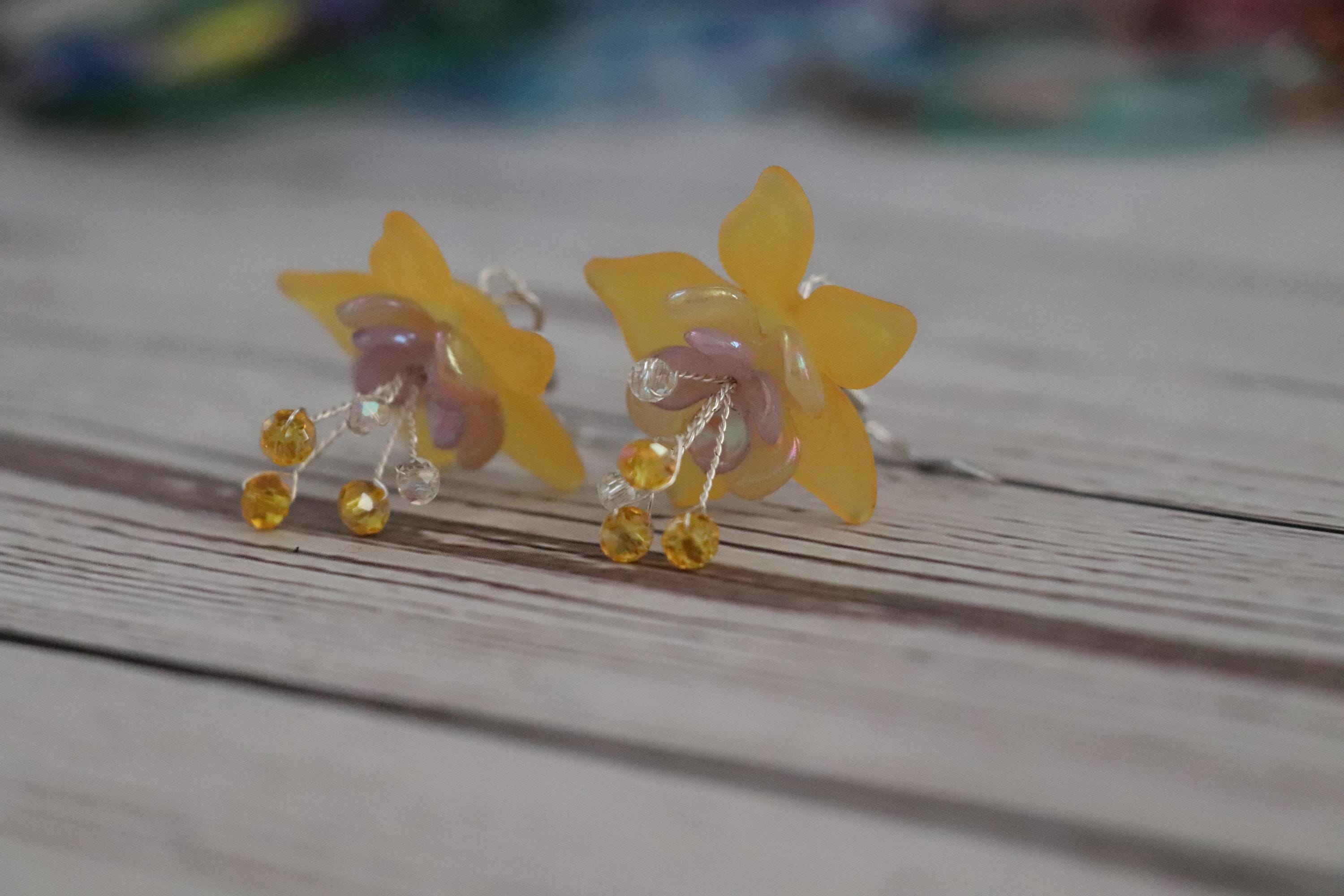 Yellow&Purple Flower Earrings