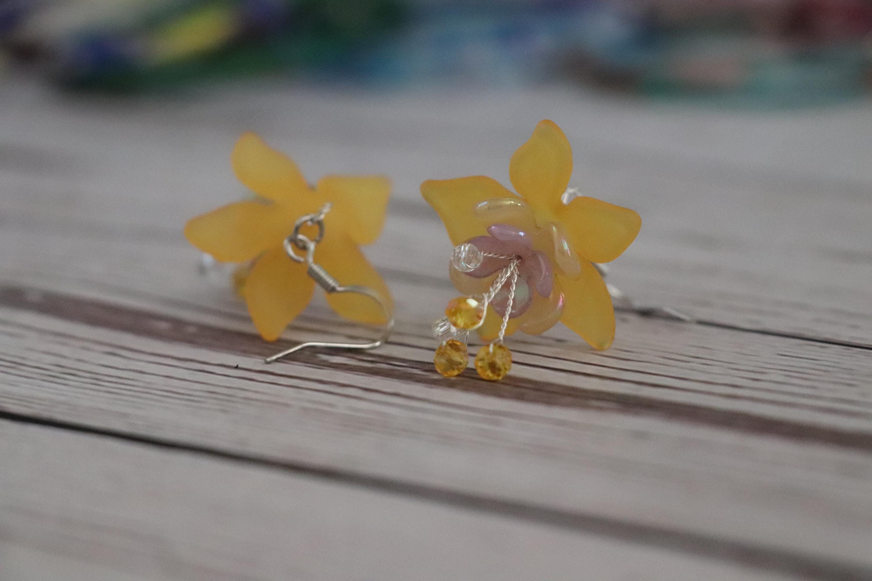 Yellow&Purple Flower Earrings
