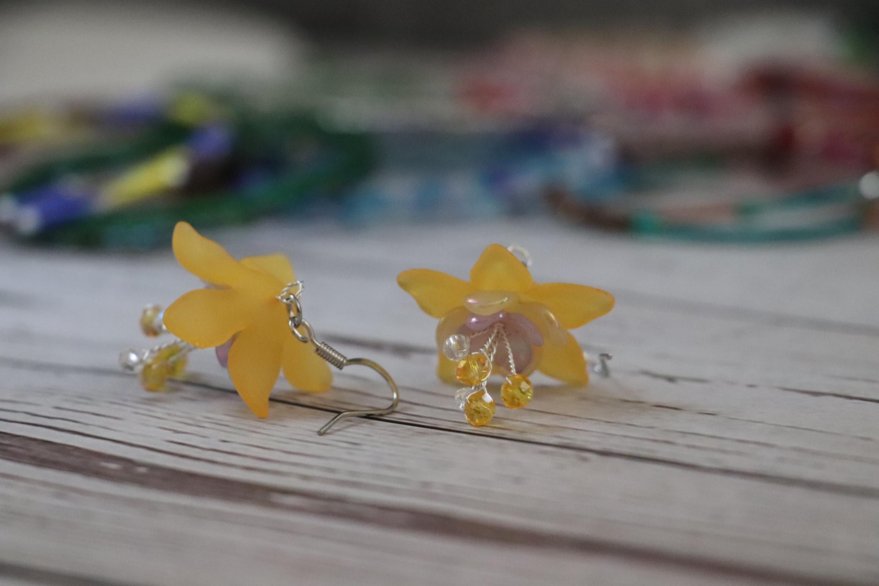 Yellow&Purple Flower Earrings