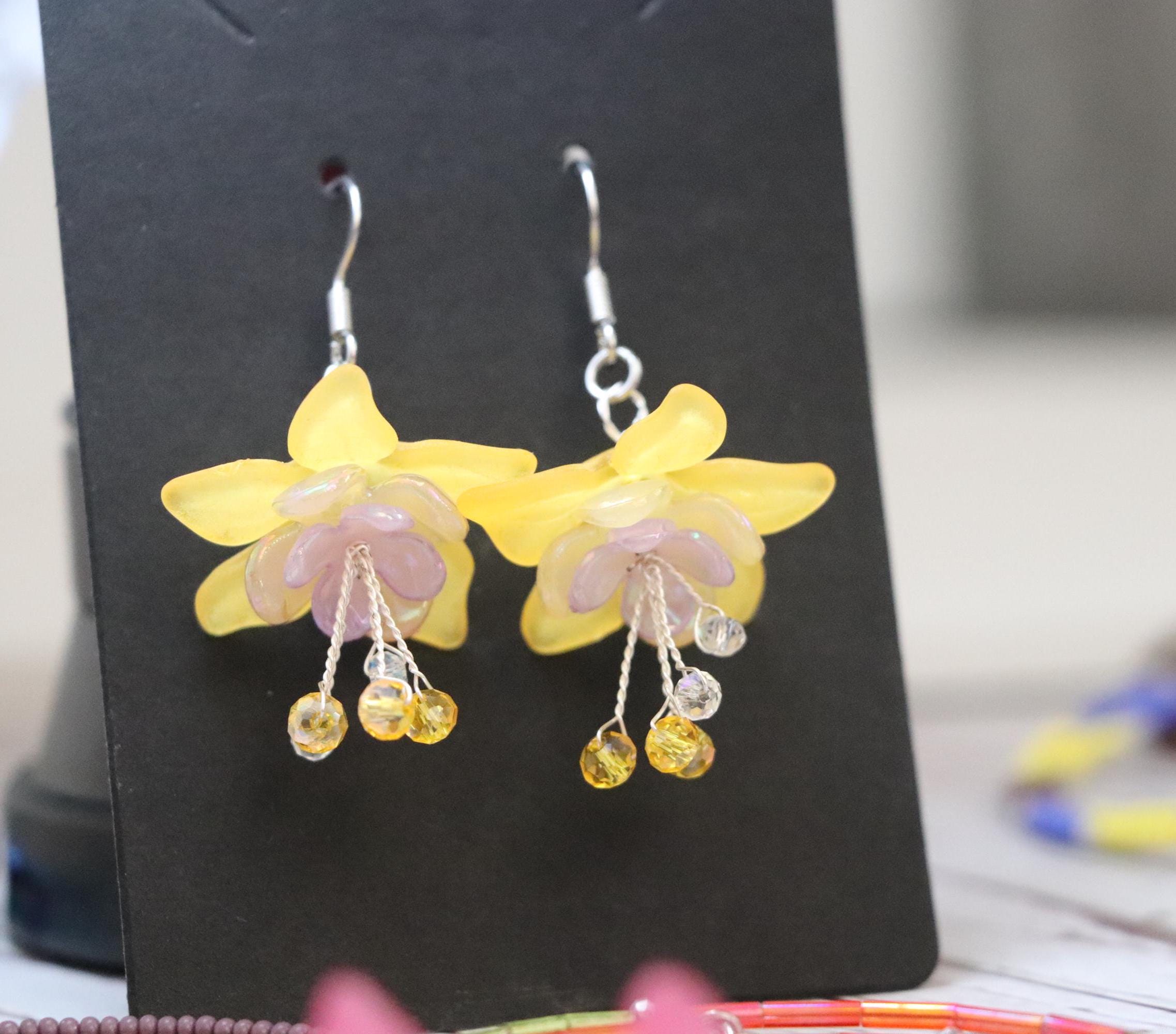 Yellow&Purple Flower Earrings