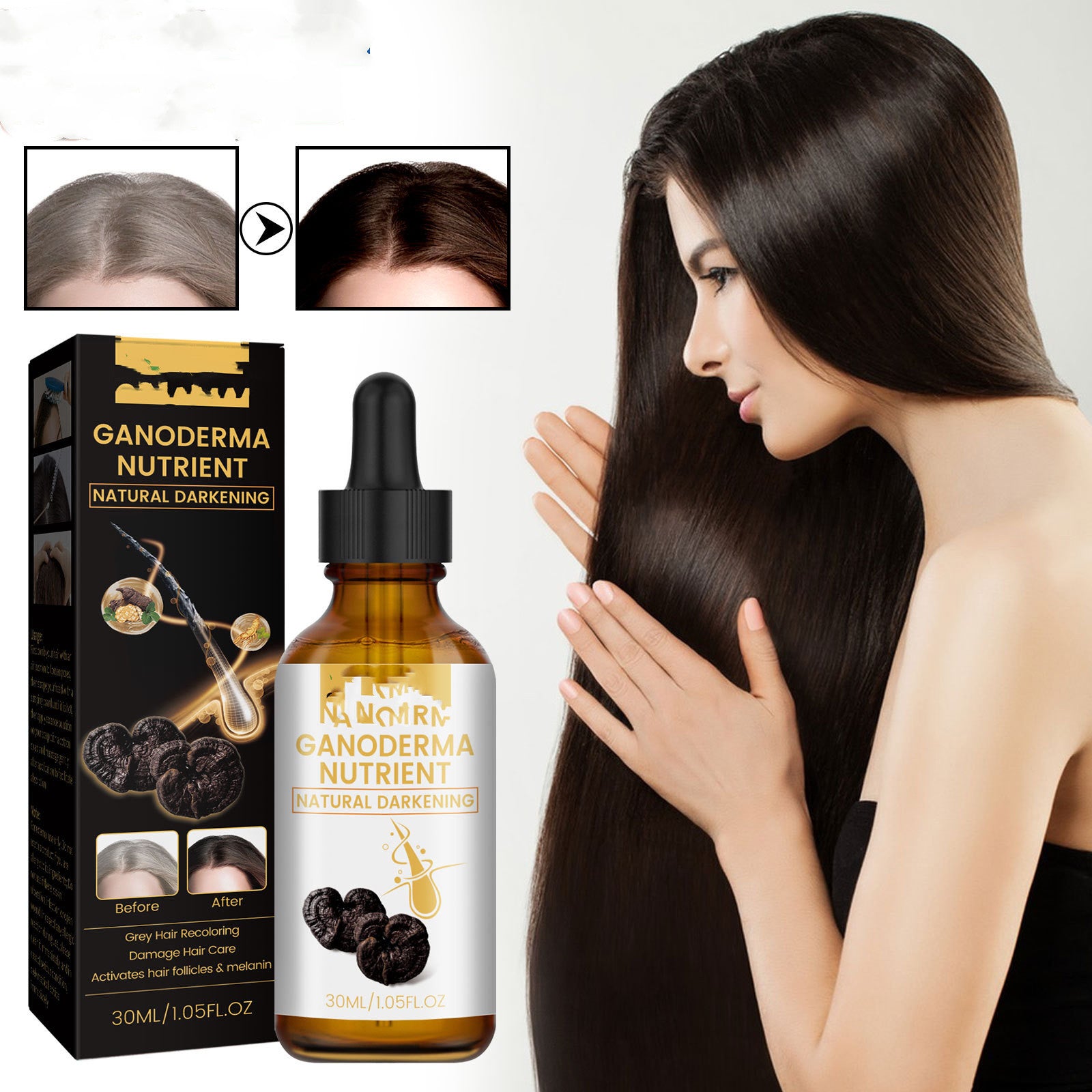 Ganoderma Hair Repair Serum – Natural Darkening & Hair Care Treatment