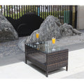 Outdoor Wicker Coffee Table with Tempered Glass – Patio Garden Furniture