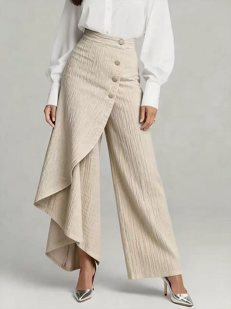 High Waist Ruffle Wide Leg Jeans Pants