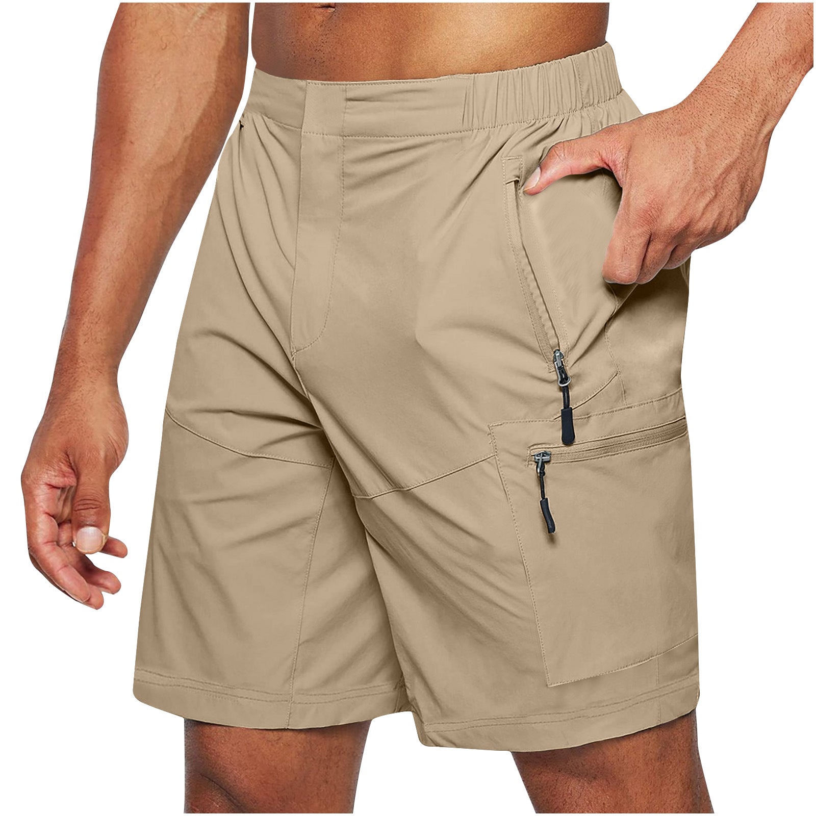 Men'S Casual Elastic Waist Strap Summer Shorts Casual Fit Fashion Outdoor Long Shorts For Men Knee-Length Straight Leg Pants Shorts