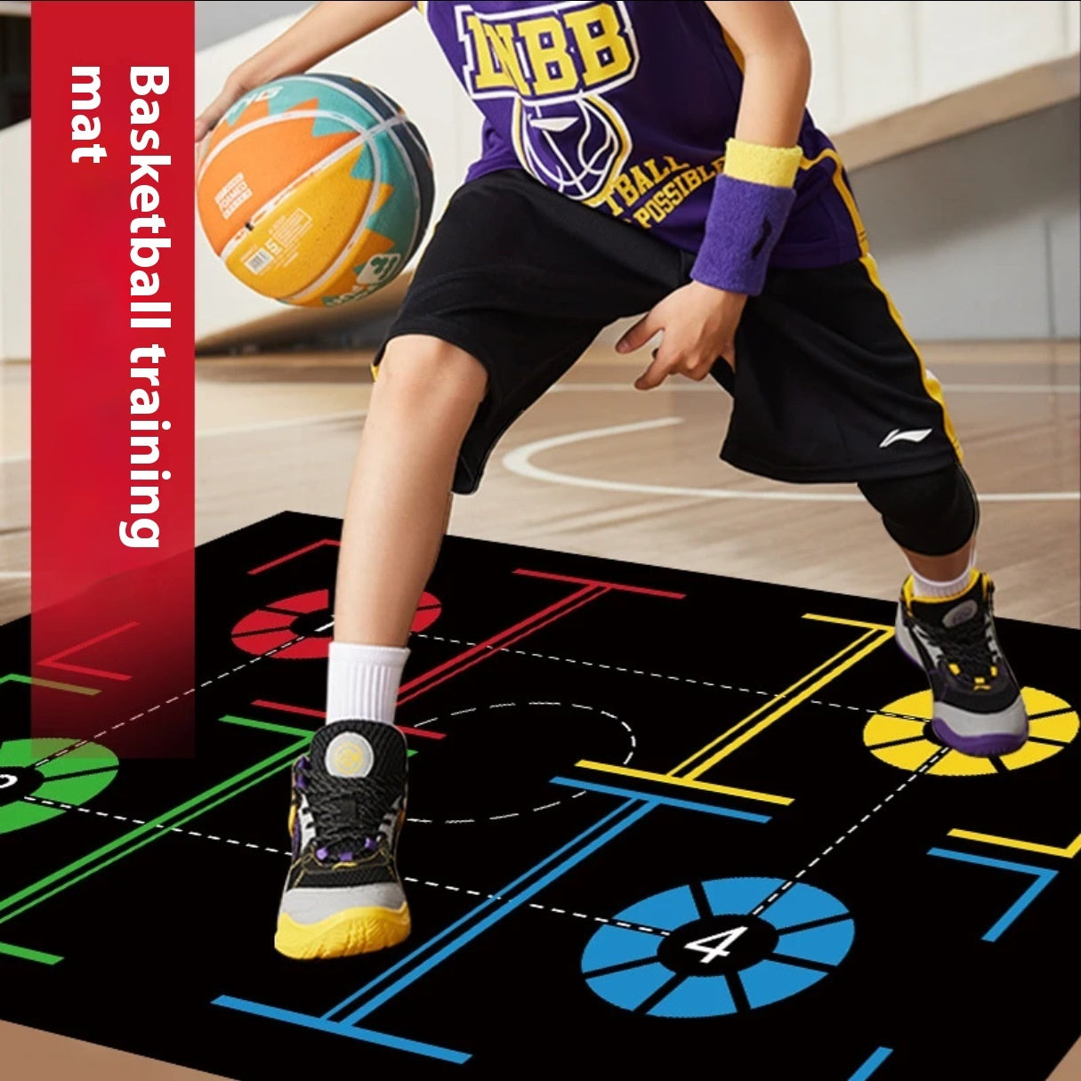 Kids Basketball Training Mat – Indoor Dribbling Footwork Practice Mat