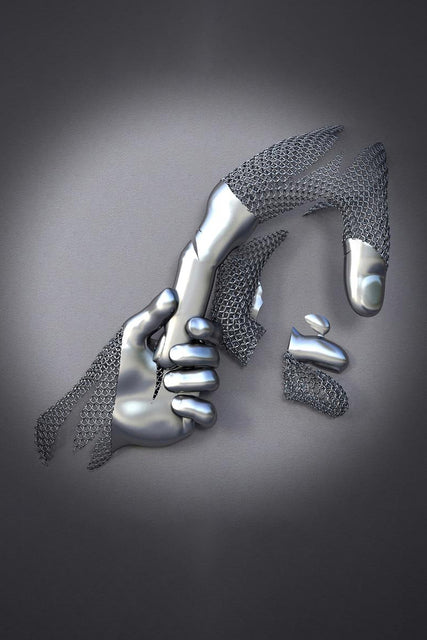 Abstract Metal Body Canvas Wall Art – Modern Sculpture Poster for Home Decor