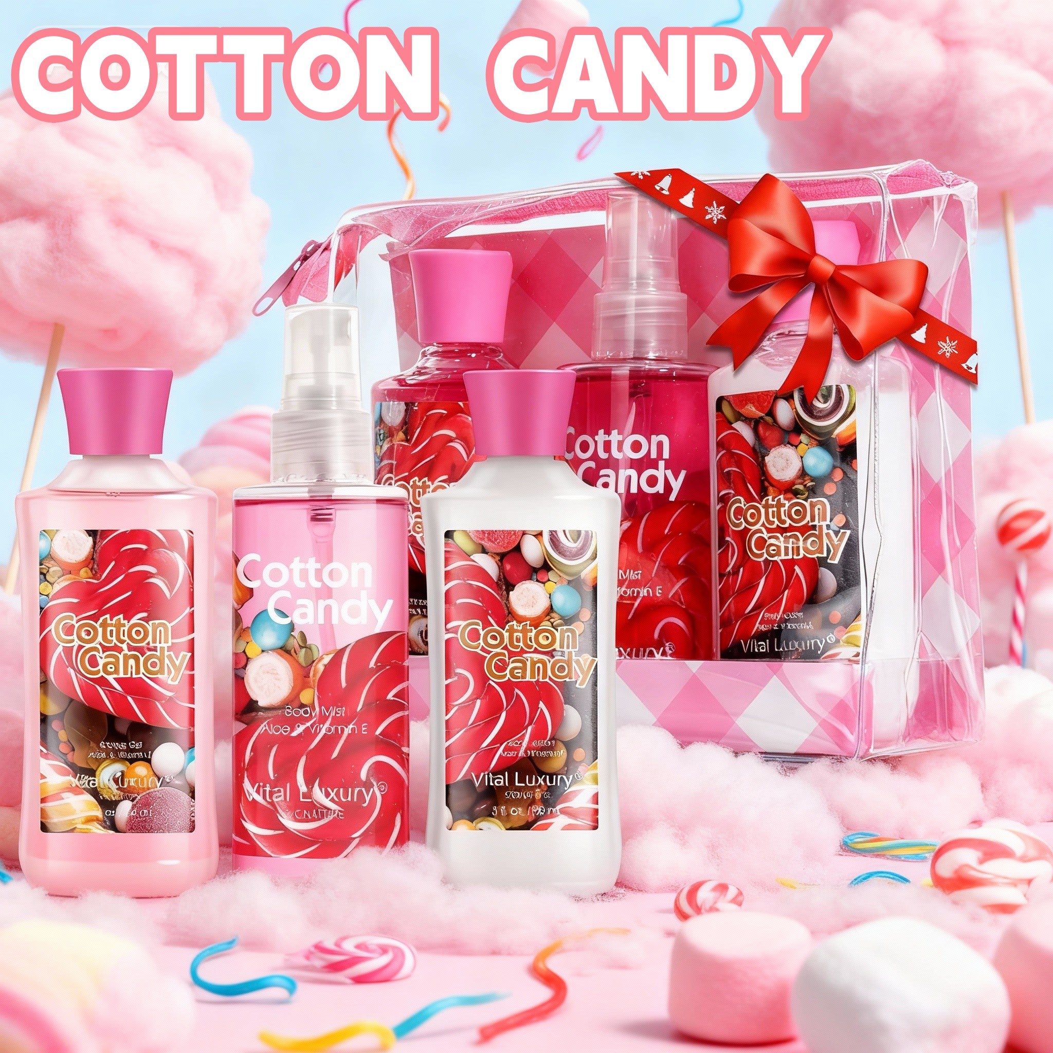 Cotton Candy Spa Gift Set – 3-Piece Body Care Travel Kit