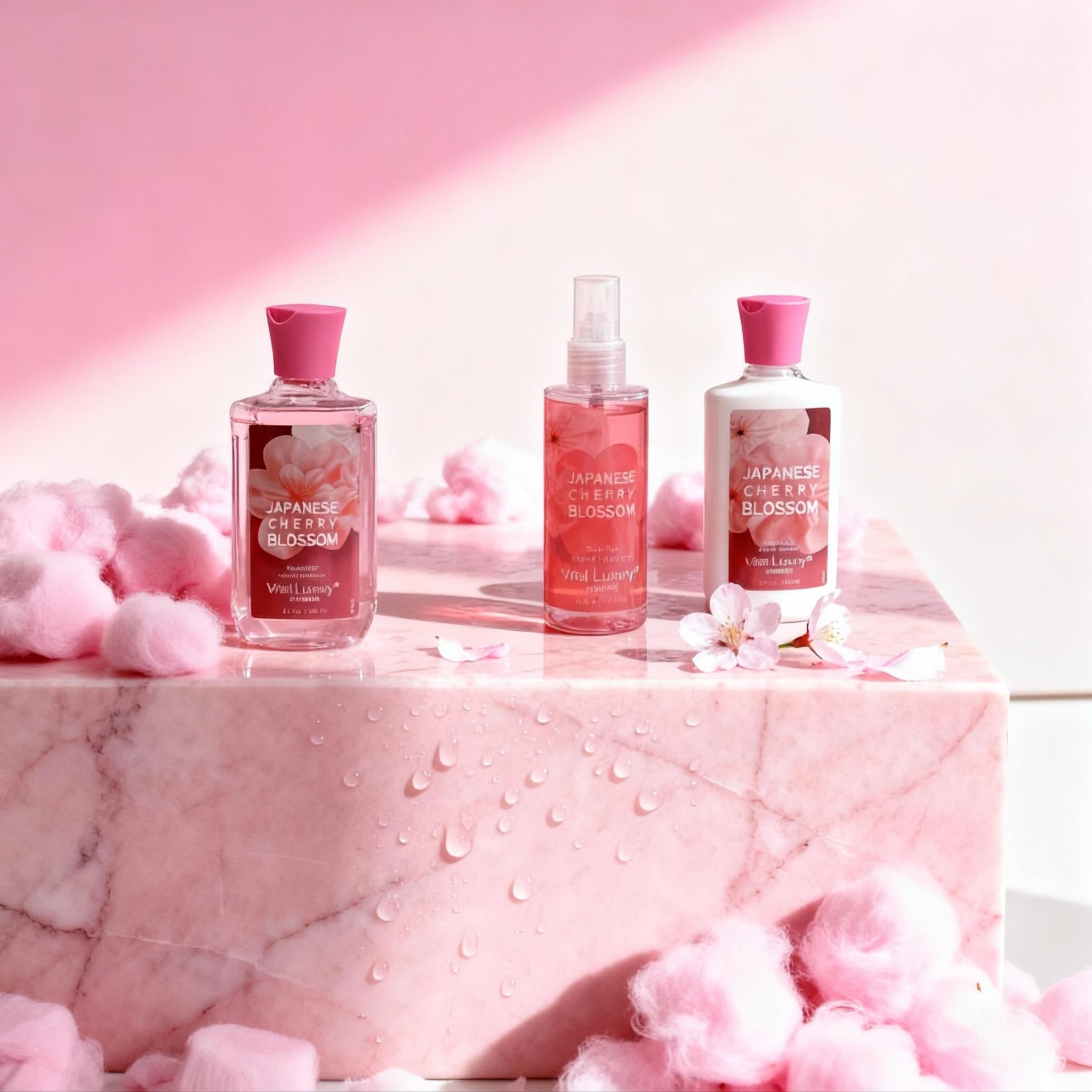 Cherry Blossom Spa Gift Set for Women – Shower Gel, Lotion & Body Mist