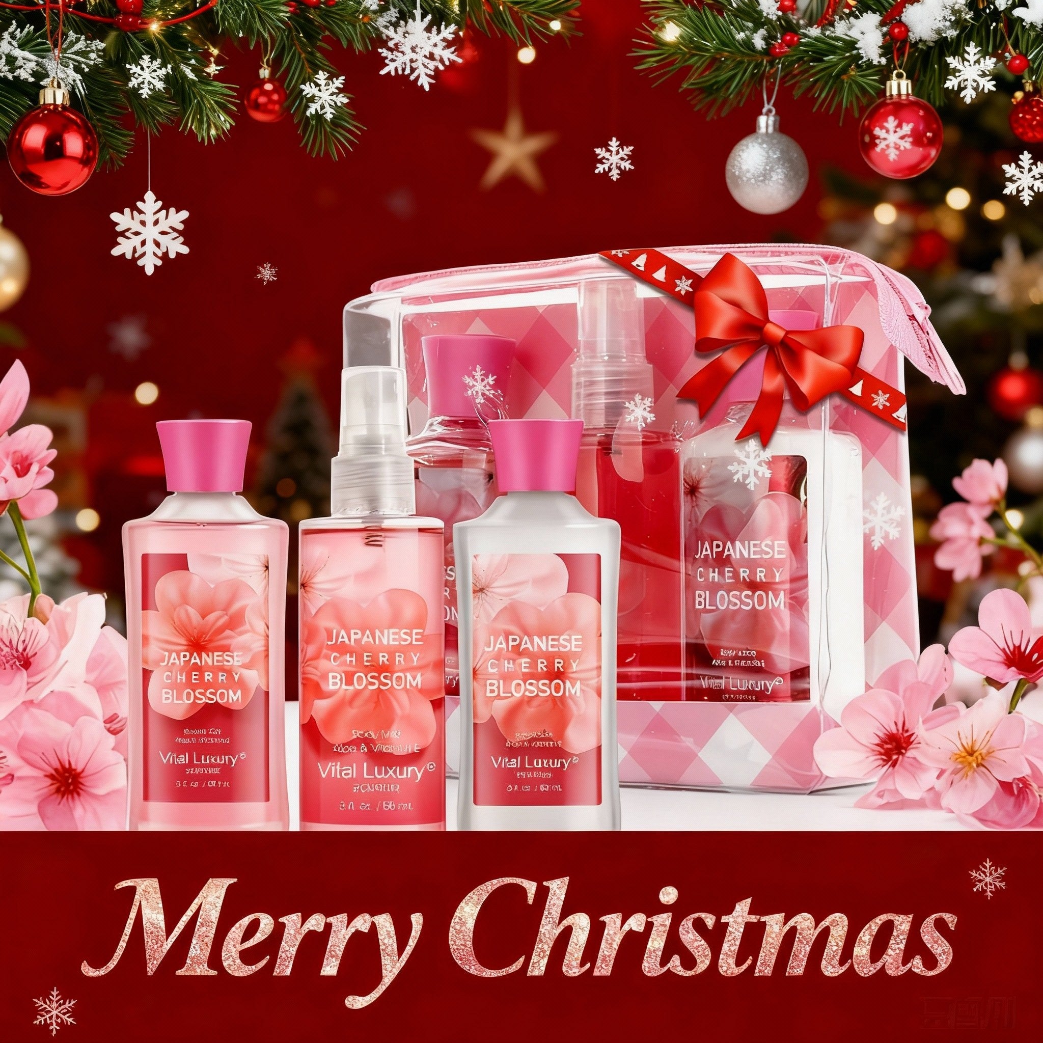 Cherry Blossom Spa Gift Set for Women – Shower Gel, Lotion & Body Mist