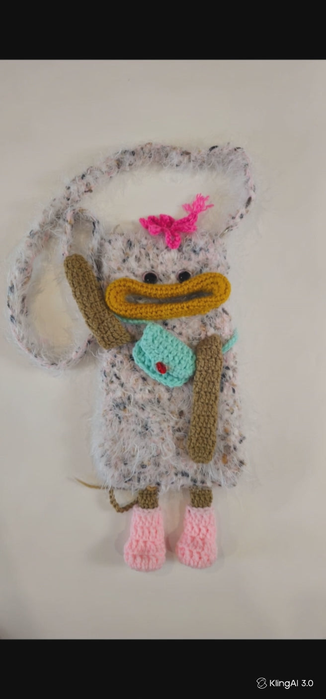 Zibby Crochet Plush Bag – Adjustable Backpack